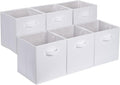 Amazon Basics Collapsible Fabric Storage Bins with Handles, Cube Organizer, 13"x13"x13", White, 6-Pack