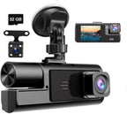 1080P 3 Channel Dash Camera for Car Front and Rear Inside Dashcam Car Video Recorder,170°Wide Angle Vehicle Cam,WDR,G-Sensor,