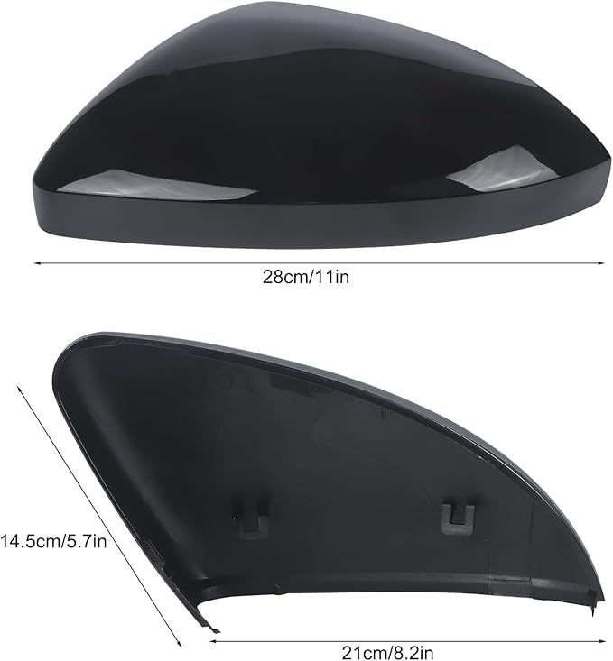 DERI Driver Side Mirror Cap Compatible with Volkswagen Jetta 2019 2020 2021 2022 2023 2024 2025, Left Side Mirror Cover fit for VW Jetta US Version Without Turn Signals, Glossy Black, 17A857537AGRU