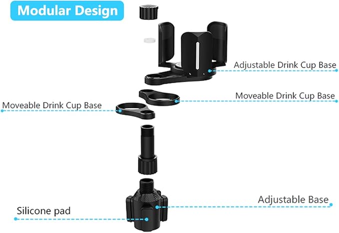 3 in 1 Car Cup Holder Expander with Adjustable Base, All Purpose Car Cup Holder and Organizer, Road Trip Essentials Car Accessories for Snack Bottles Cups Drinks (B03)