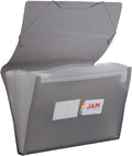 JAM PAPER Accordion Folders - 13 Pocket Plastic Expanding File - Legal Size - 10 x 15 - Smoke Grey - Sold Individually