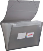 JAM PAPER Accordion Folders - 13 Pocket Plastic Expanding File - Legal Size - 10 x 15 - Smoke Grey - Sold Individually