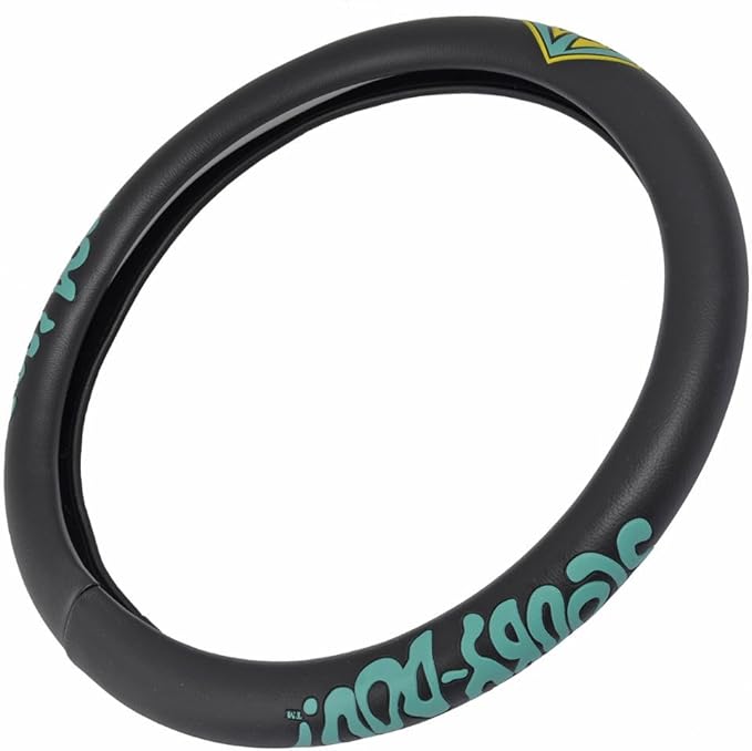 BDK Warner Brothers Scooby Doo Car Steering Wheel Cover - Non-Slip Ergonomic Grip Lining - Durable Faux Leather Steering Wheel Cover - Easy Installation 14.5-15.5 in Diameter Car Accessories (Black)