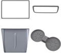 4 PCS for Tesla Model Y 2026 2025(Juniper) Model 3 2026 2025 2024 Center Console Screen & Rear View Mirror Frame Cup Coaster Cover Mat for Phone Charging Space, Silicone Grey