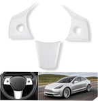 for Tesla 2017-2023 Model 3 and 2020-2024 Model Y Steering Wheel Cover Trim Interior Decoration Protection Accessories (Matt Withe)