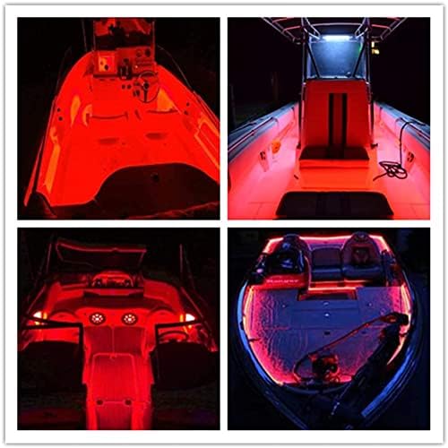 Boat Led Strip Lights, 4 Pcs 24'' Marine Boat Interior Courtesy Deck Navigation Lights, Super Bright Waterproof Marine Led Lights Strip for 12V Pontoon Fishing Boat Yacht Kayak Sailboat (Red)