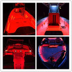 Boat Led Strip Lights, 4 Pcs 24'' Marine Boat Interior Courtesy Deck Navigation Lights, Super Bright Waterproof Marine Led Lights Strip for 12V Pontoon Fishing Boat Yacht Kayak Sailboat (Red)