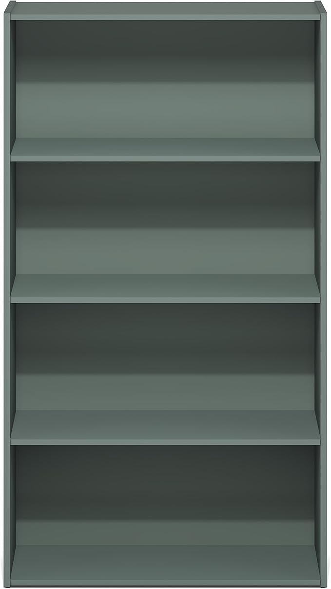 Furinno PASIR Book Shelf, 4-Tier Bookshelf, Bookcase, 9.4" x 23.6" x 41.7", for Living Room, Bedroom, Home Office, Sage Green
