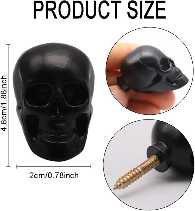 Skull Wall Hooks, 4 Pcs Decorative Metal Wall Mounted Key Holder Hat Rack Organizer Bathroom Hanger Home and Kitchen Use Pegs