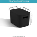 6 Pack Black Storage Bins with Lids for Shelves, Plastic Storage Containers with Lids for Organizing, Stackable Storage Boxes