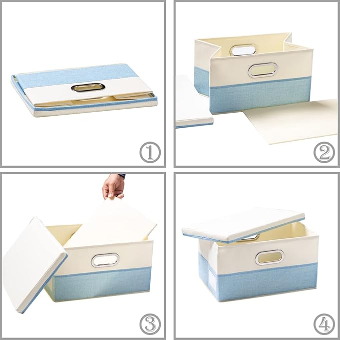 PRANDOM Collapsible Storage Bin with Lid [3-Pack] Fabric Foldable Storage Box Organizer Container Basket Cube with Cover for 