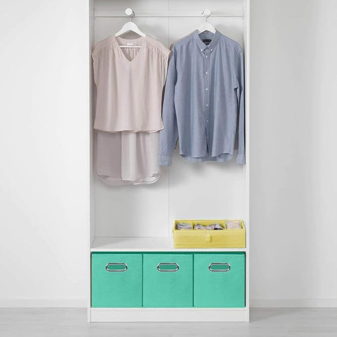 ShellKingdom Storage Bins, Foldable Fabric Storage Cubes And Cloth Storage Organizer Drawer with Metal Handle For Closet And 