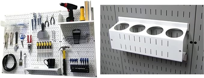 Wall Control 4 ft. Metal Pegboard Organizer - Standard Tool Storage Kit & Spray Can Holder Bracket for Pegboard & Slotted Too