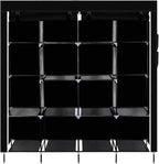 Karlhome 4-Tiers 12 Compartment Canvas Wardrobe, Portable Fabric With Shelves and Cover for Hanging Clothes, Clothes Rail Wit