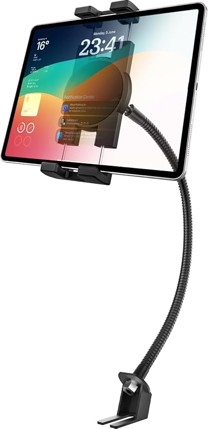 GDZN Tablet Holder for Car Seat Rail with 19.7" Gooseneck Metal Arm, Heavy Duty Anti-Shake Truck Floor Seat Bolt Tablet Mount for iPad Pro 12.9 Air Mini, Galaxy Tab, iPhone, Fire HD, 4-13" Devices
