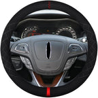 Suede Steering Wheel Cover,Compatible with Lincoln Navigator Mark LT SuedeLeather Sport Non-Slip Wheel Cover Car Interior Accessories 15.5 16 inch for Man and Women