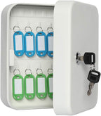 Jssmst Key Lock Box Wall Mount Security Key Storage Box, Locking Key Cabinet Wall Mount with 20 Key Hooks & Tags Key Labels, 