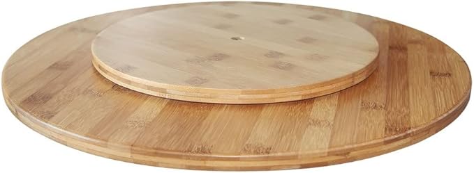 Bamboo Lazy Susan Spinning Turntable for Kitchen Storage and Table (21 inch)