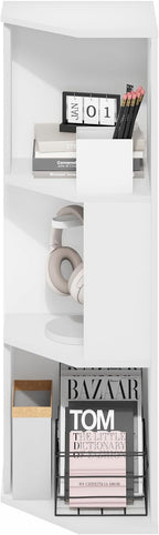 Furinno ECON Corner Shelf, 3-Tier Corner Book Shelf, Storage Shelves, Display Rack, Bookshelf, for Organization and Storage, 