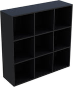 OSCHF 9-Cube Storage Shelf Bookcase - Wooden 3-Tier Free Standing Open Bookshelf for Home and Office, Organizer Cabinet in Bl