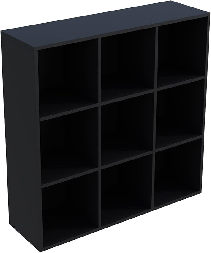 OSCHF 9-Cube Storage Shelf Bookcase - Wooden 3-Tier Free Standing Open Bookshelf for Home and Office, Organizer Cabinet in Bl