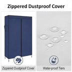 71" Portable Closet Wardrobe, Fabric Storage Organizer with Dustproof Cover, Shelves & Hanging Rod, Foldable Closet Wardrobe 