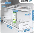 Under Sink Organizer Upgrade To Professional Rails,2-Tier Dual Pull Out Cabinet Storage,Height Adjustable Slide Out Drawers F