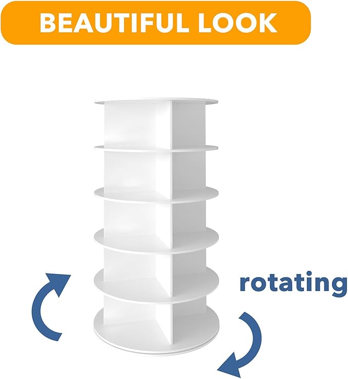 SpaceAid 5 Tier Rotating Shoe Rack Tower, Spinning Shoe Display Lazy Susan, Revolving 360 Shoe Rack Storage Round Carousel, V