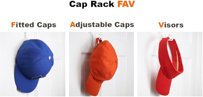 Perfect Curve Hat Organizer Cap Rack FAV | Hat Racks | Hold up to 40 caps | Over Door Organizer for Baseball Hat | Fitted & A