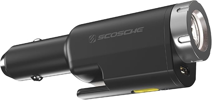 Scosche PB5N1 GoBat Pro 5-in-1 Vehicle Safety Kit, Emergency Car Escape Tool with Seatbelt Cutter, Glass Window Breaker, LED 