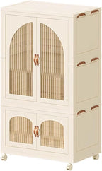 Heavy Duty Clothes Rack - Portable Foldable Wardrobe with Hanging Space on Wheels for Bedroom, Dorm, or Laundry Room Use, 81x
