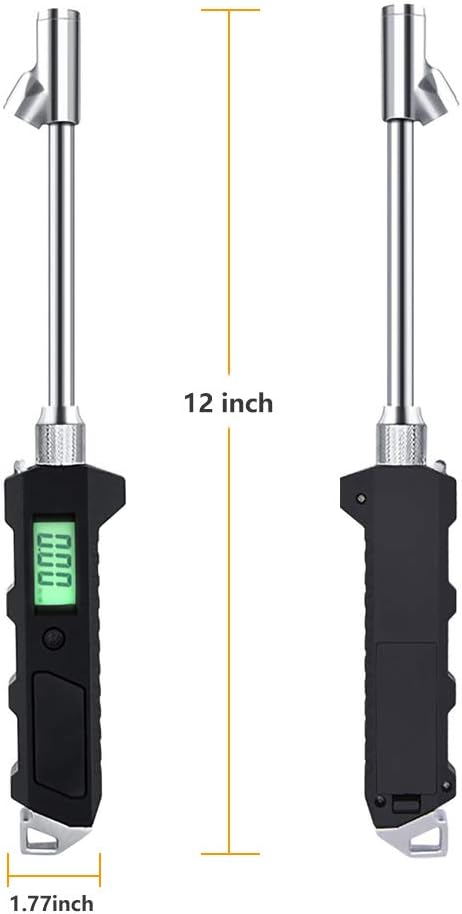 Digital Tire Pressure Gauge 230 PSI Auto Shut Off LCD Backlight Digital Display RV Heavy Duty Dual Head Rotatable Pressure Measuring Valve with LED Flashlight for RV Car Truck Motorcycle