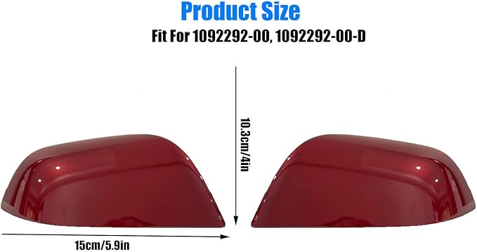 Compatible with Tesla Model 3 Side Mirror Cover Replacement 2017 2018 2019 2020 2021 2022 2023 2024, Left & Right Side Rearview Mirror Cover Cap for Model 3 Accessories(red) 2pcs