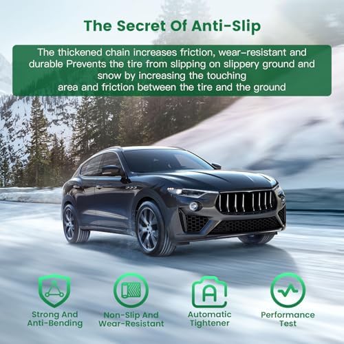 SCITOO Snow Chains For Car,2 Pack Emergency Anti Slip Tire Chain Width 265/70-16,265/75-16,265/65-17,275/65-17,265/60-18,265/