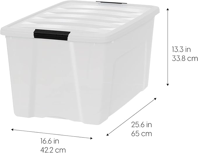 IRIS USA 72 QT Plastic Storage Box with Lid and Latches - 8 Pack - BPA-Free, Discreet Organizing Solution, Durable Nestable S