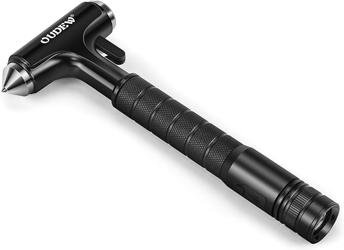 Car Safety Hammer, Car Glass Breaker with Seat Belt Cutter, Automotive Escape Tool with Lighting Function, Metal Window Break