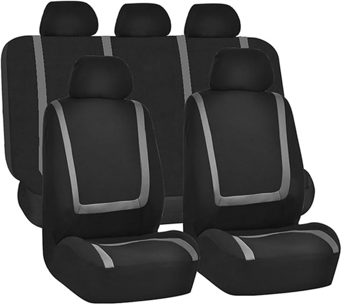BELOMI Car Seat Covers Full Set, Breathable Premium Cloth Automotive Seat Cover, Universal Front and Rear Seat Covers, Easy t