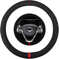 Suede Steering Wheel Cover,Compatible with Jeep Compass Patriot Wrangler Liberty Grand Cherokee Suede Sport Non-Slip Wheel Cover Car Interior Accessories 15.5 16 inch for Man and Women