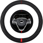 Suede Steering Wheel Cover,Compatible with Jeep Compass Patriot Wrangler Liberty Grand Cherokee Suede Sport Non-Slip Wheel Cover Car Interior Accessories 15.5 16 inch for Man and Women