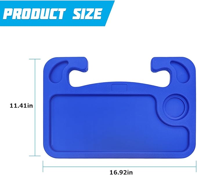 Mandark Car Steering Wheel Tray, 2 in 1 Auto Steering Wheel Desk for Eating Drinks Laptop, Multipurpose Vehicle Interior Travel Essential Table Accessories, Universal for RV, SUV, Truck (Blue)