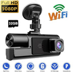 WiFi 1080P 3 Channel Dash Camera for Car Front and Inside Dashcam Car Security Video Recorder,170°Wide Angle Vehicle Cam,WDR,