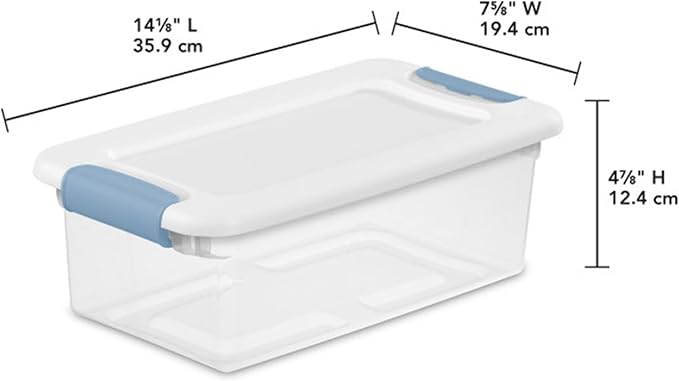 Sterilite 48-Pack Latching Box, Under Bed Storage Bins with Lids, Clear Plastic, 6 Quart - Heavy-Duty Organizing Containers f
