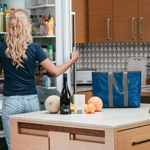 CleverMade EcoBasket 30L Collapsible Tote Basket 3 Pack – Reusable Grocery Tote That Stands Upright, Foldable Shopping Basket