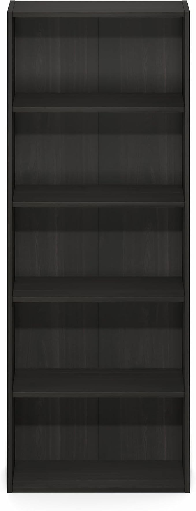 Furinno Basic Book Shelf, 5-Tier Bookshelf, Storage Organizer Bookcase with Open Shelf, 7 x 17 x 44, for Living Room, Bedroom