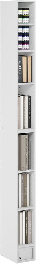 Furinno Fulda Book Shelf, 8-Tier Bookshelf, Bookcase with Space Saving Storage Shelf, 9.2 x 5.9 x 70.9, for Living Room, Bedr