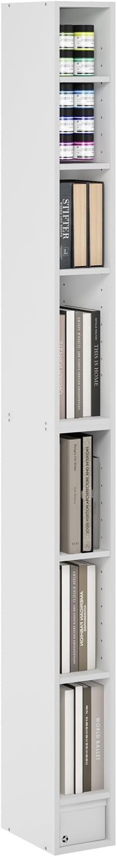 Furinno Fulda Book Shelf, 8-Tier Bookshelf, Bookcase with Space Saving Storage Shelf, 9.2 x 5.9 x 70.9, for Living Room, Bedr
