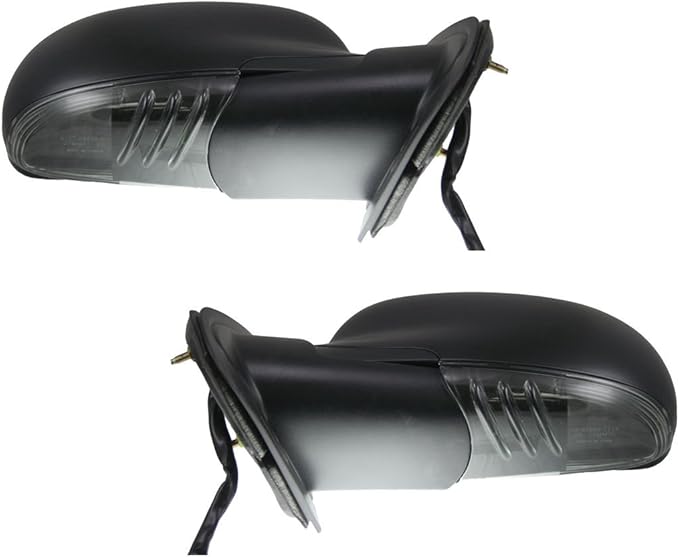 TRQ 2 Piece Driver and Passenger Side Set View Mirror Electric Adjustment Heated No Memory Clear Signal Lens Black Compatible
