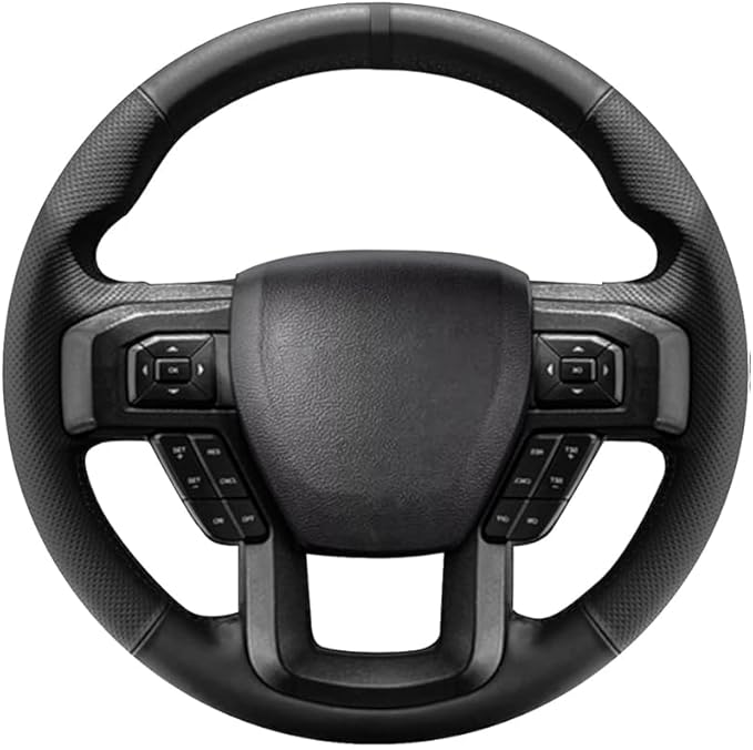 Belinous Leather Steering Wheel Cover Lace Up, Hand-Stitch on Wrap, Steering Wrap Compatible with Ford F-150 2015 2018/Expedition 2018/F-150 Limited 2016/F-Series Super Duty 2017 2020 2022 (Black)