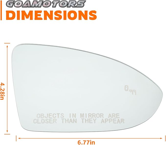 5G0857522N Blind Spot Passthrough Mirror Glass with Full Size Adhesive Passenger Side View Right RH Compatible with Volkswagen Golf Jetta GTI