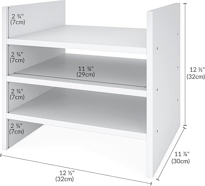 Ballucci 4-Tier Paper Sorter and File Organizer for Desk, Wood Mail Sorter, Fits into IKEA Kalax and ClosetMaid Cube Storage 